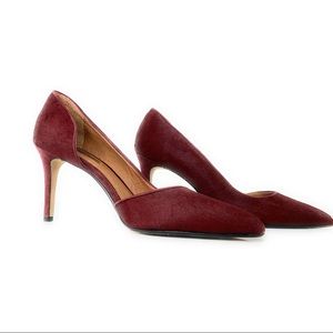 Burgundy Calf Hair D’Orsay Pointy Toe Heels